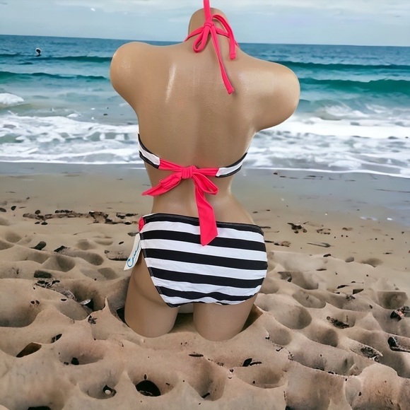 NEW Bikini Set California Waves 2 Pc Swimsuit Lined Removable Halter Strap XL - Picture 3 of 7